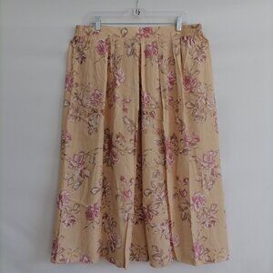 NWT Kate McNaughton Women's Beige Floral Elastic Waist Midi Skirt Size 20W